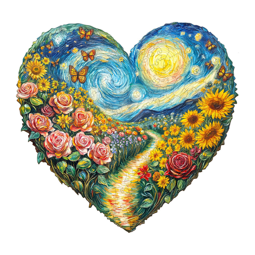 Heart-shaped Garden Wooden Jigsaw Puzzle