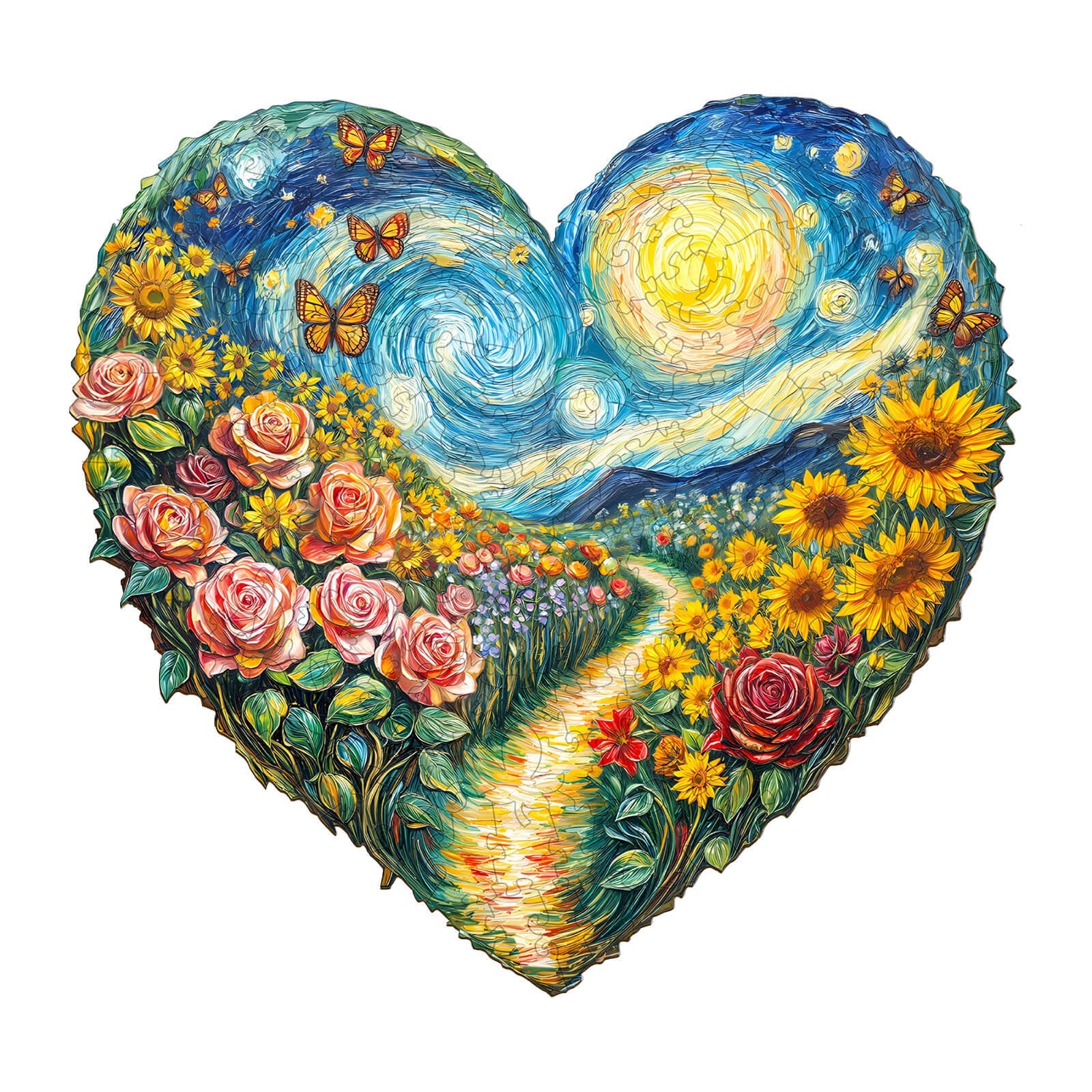 Heart-shaped Garden Wooden Jigsaw Puzzle