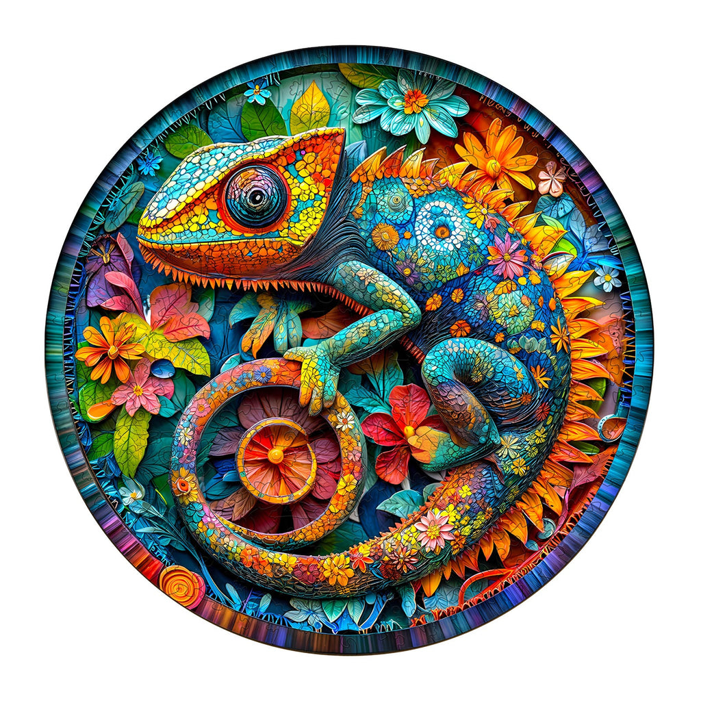 paper chameleon Wooden Jigsaw Puzzle