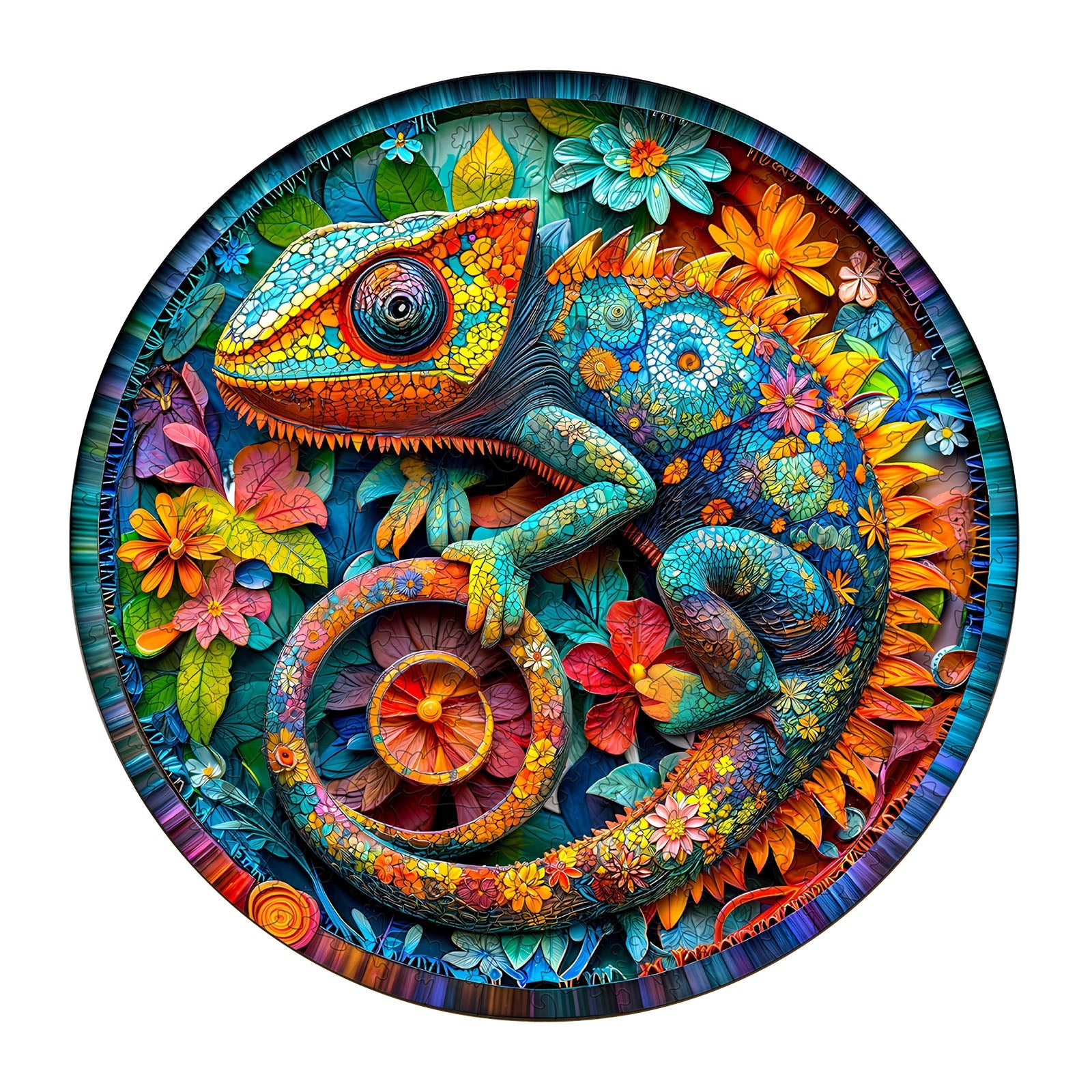 paper chameleon Wooden Jigsaw Puzzle