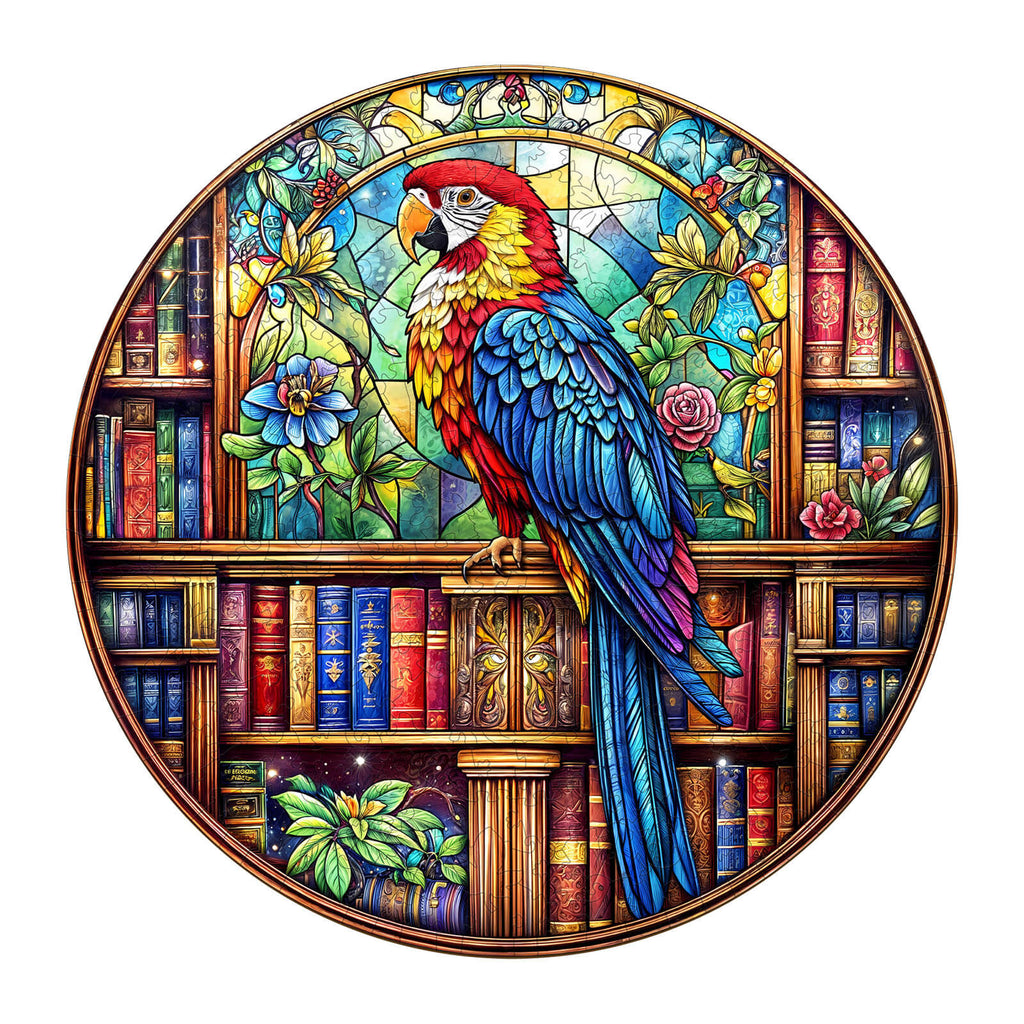 Library Parrot Wooden Jigsaw Puzzle