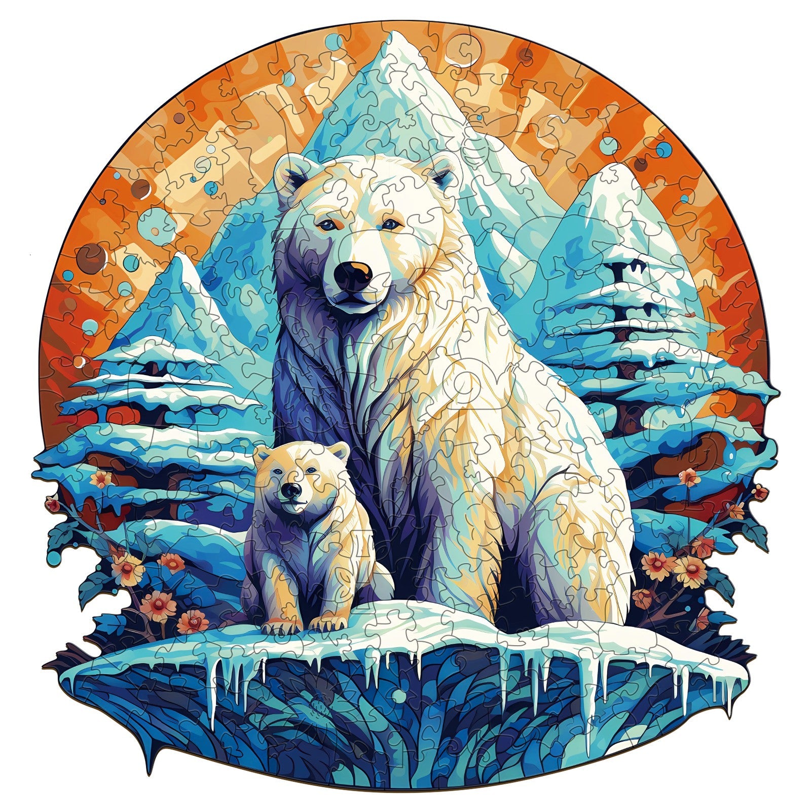 Polor Bear Family-2 Wooden Jigsaw Puzzle