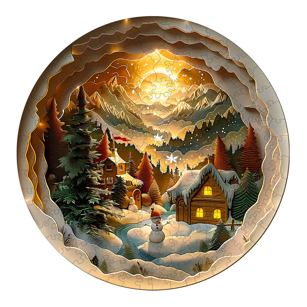 3D Christmas Village-2 Wooden Jigsaw Puzzle