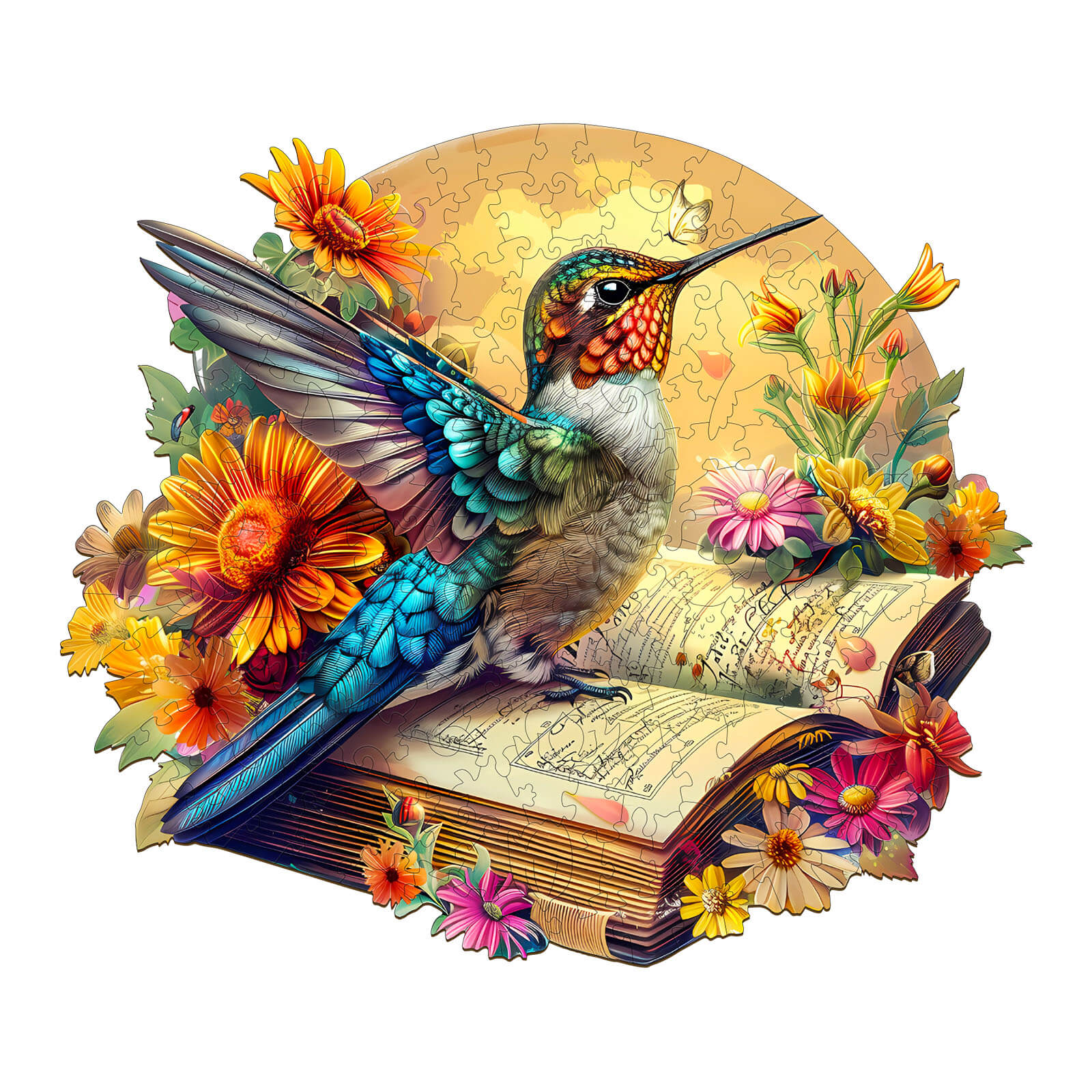 The Hummingbird on book Wooden Jigsaw Puzzle