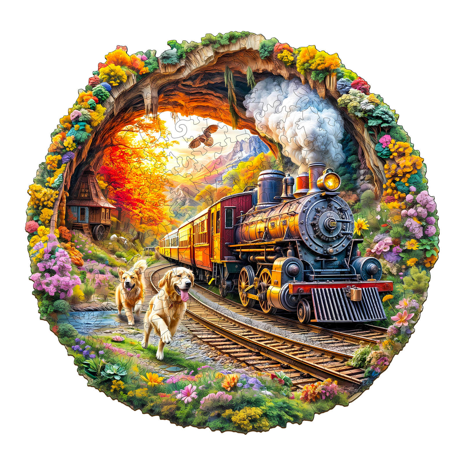3D Racing the Train-2 Wooden Jigsaw Puzzle