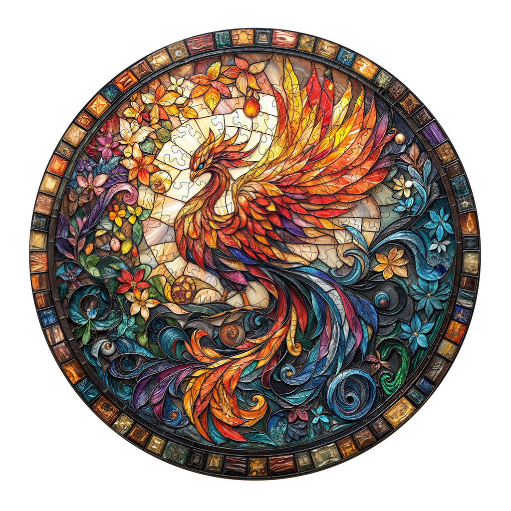 Stained Glass Phoenix-2 Wooden Jigsaw Puzzle