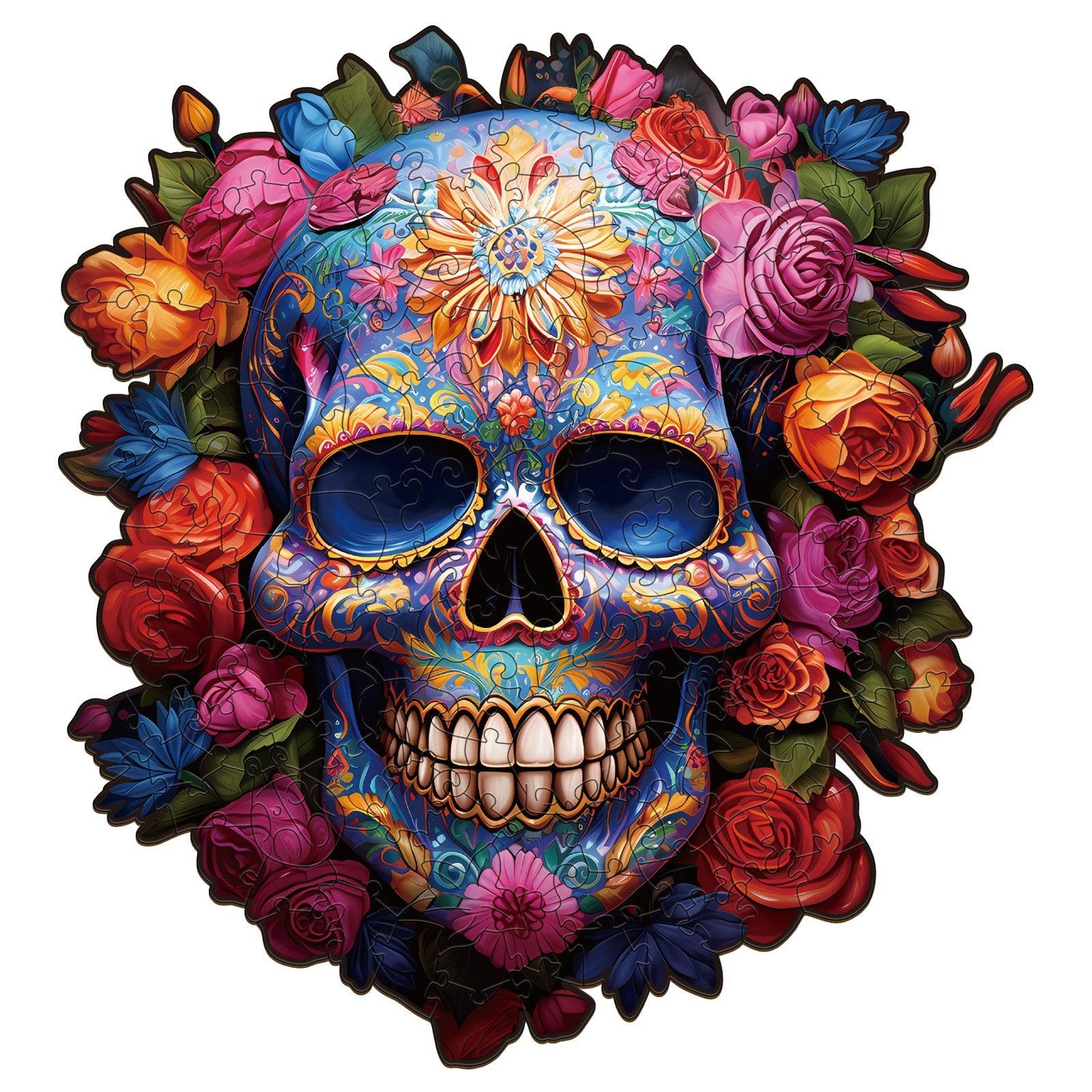 Flowers and Skulls Wooden Jigsaw Puzzle