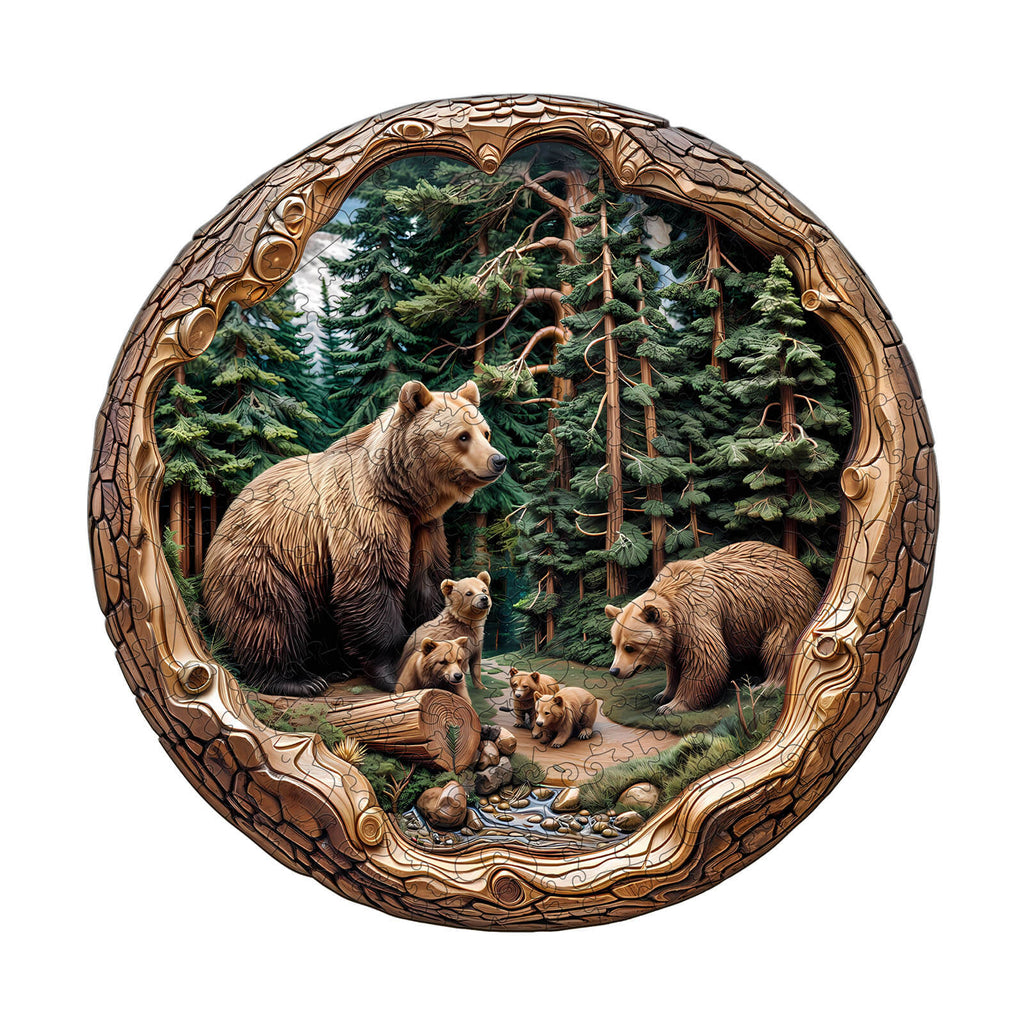 Forest Bear Family Wooden Jigsaw Puzzle