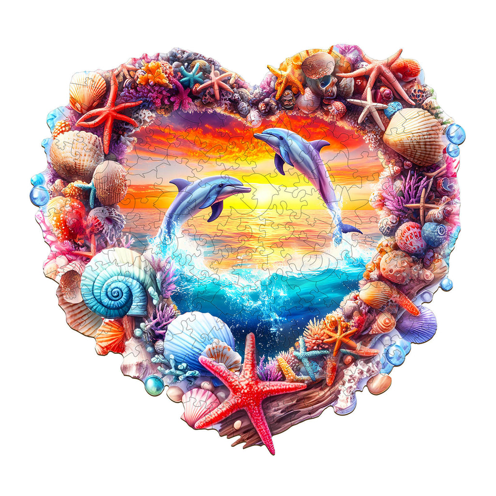 Coral and Dolphin Wooden Jigsaw Puzzle