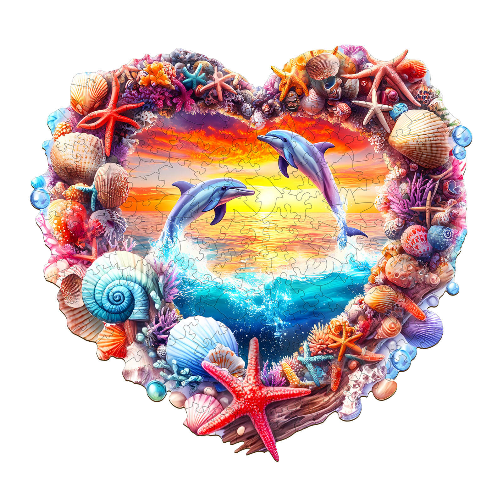 Coral and Dolphin Wooden Jigsaw Puzzle