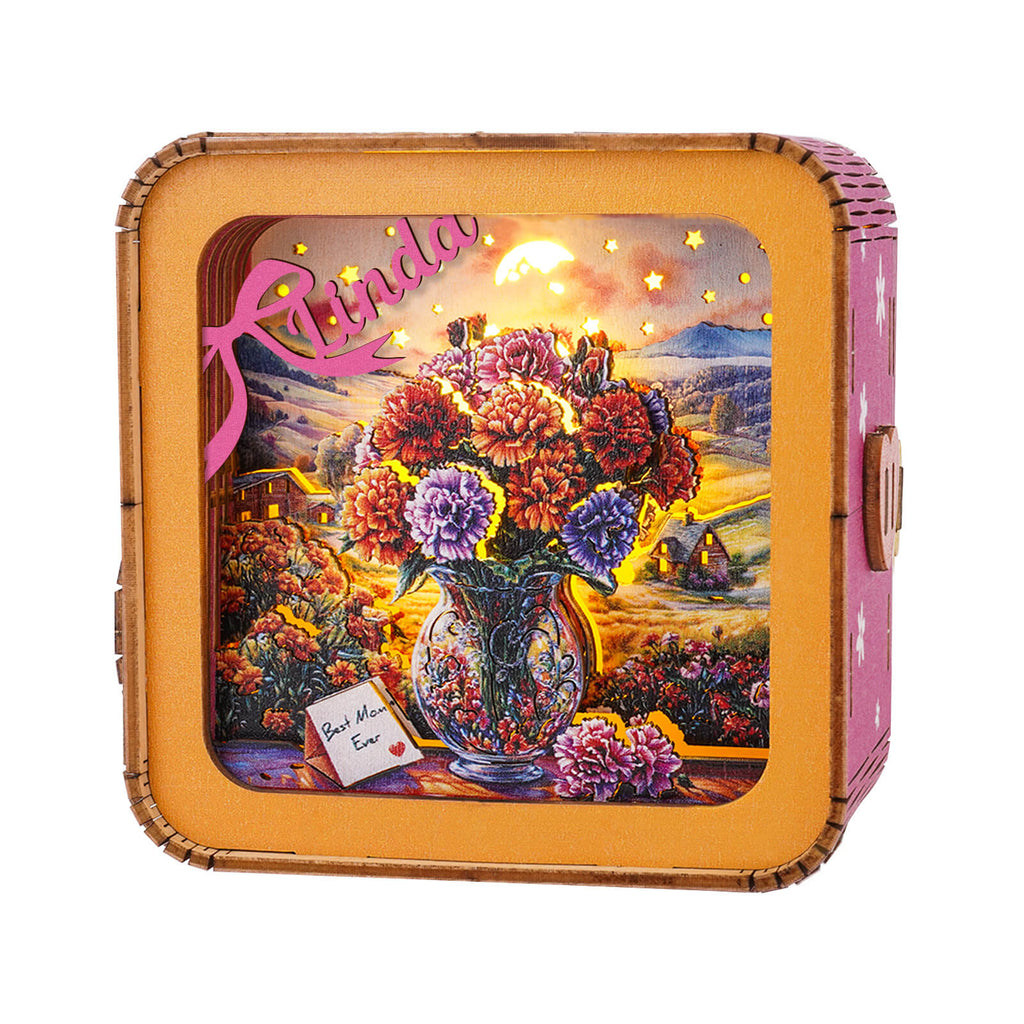 Carnations by the window Kit- Personalized 3D Wooden Puzzle Night Light