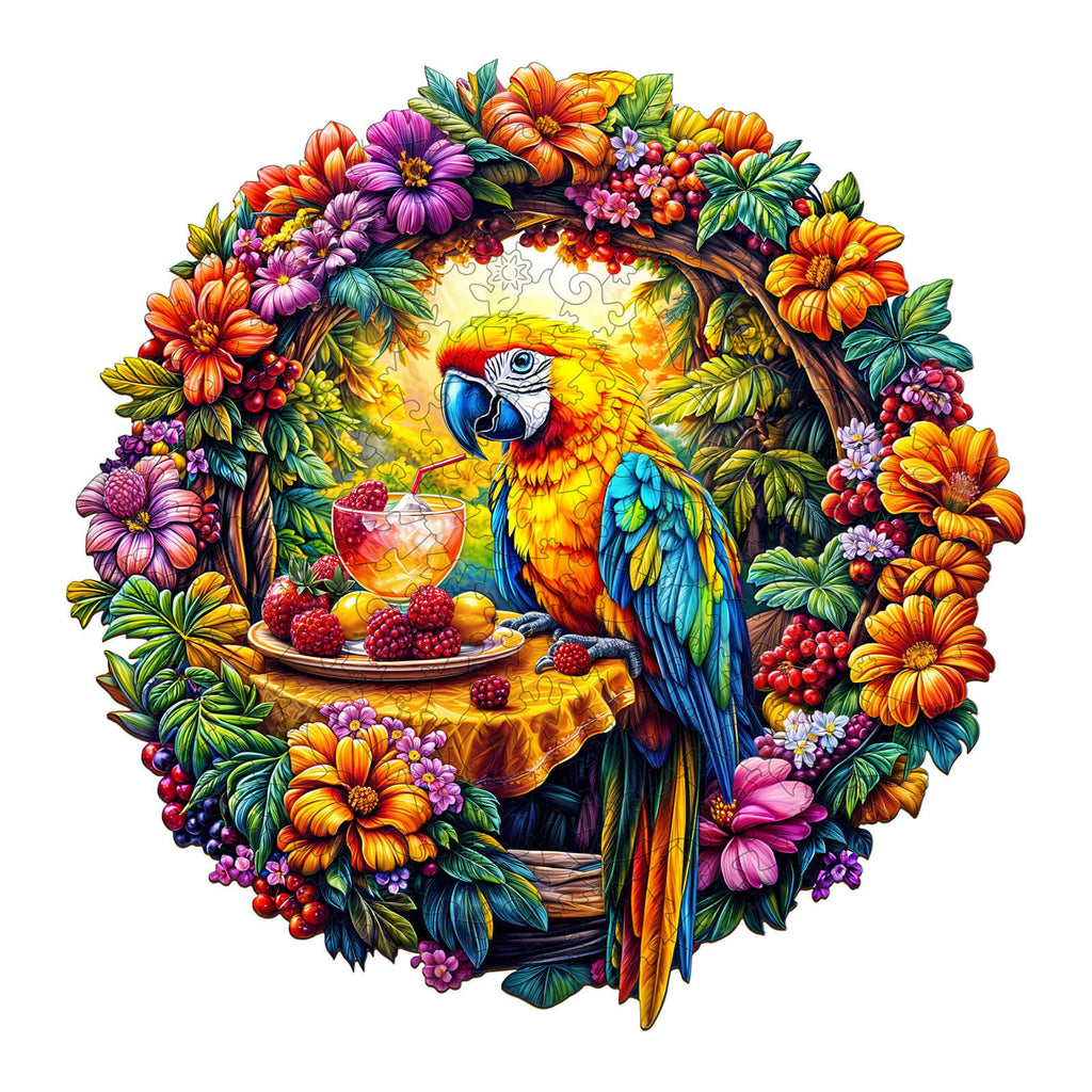 The parrot's tea-1 Wooden Jigsaw Puzzle