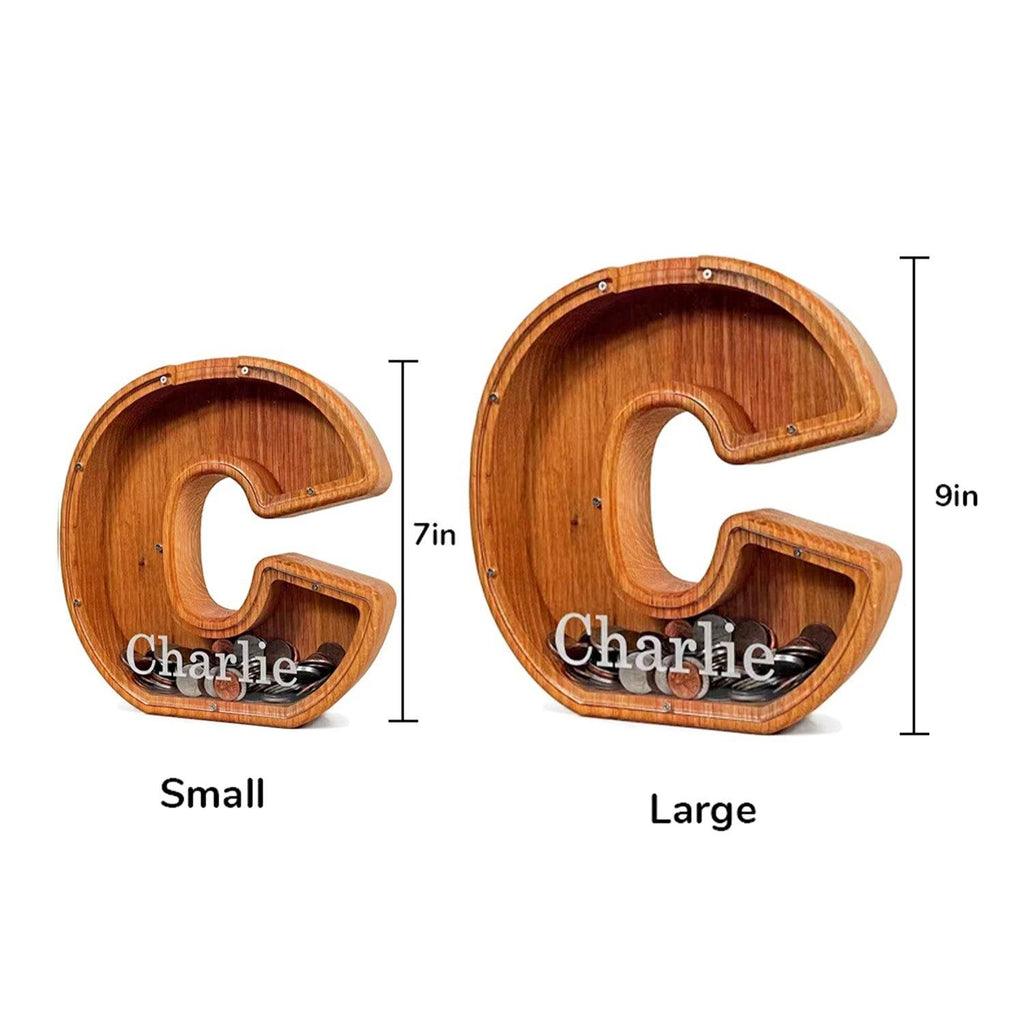 Personalised Wooden Letter Piggy Bank For Kids-Unique Gift