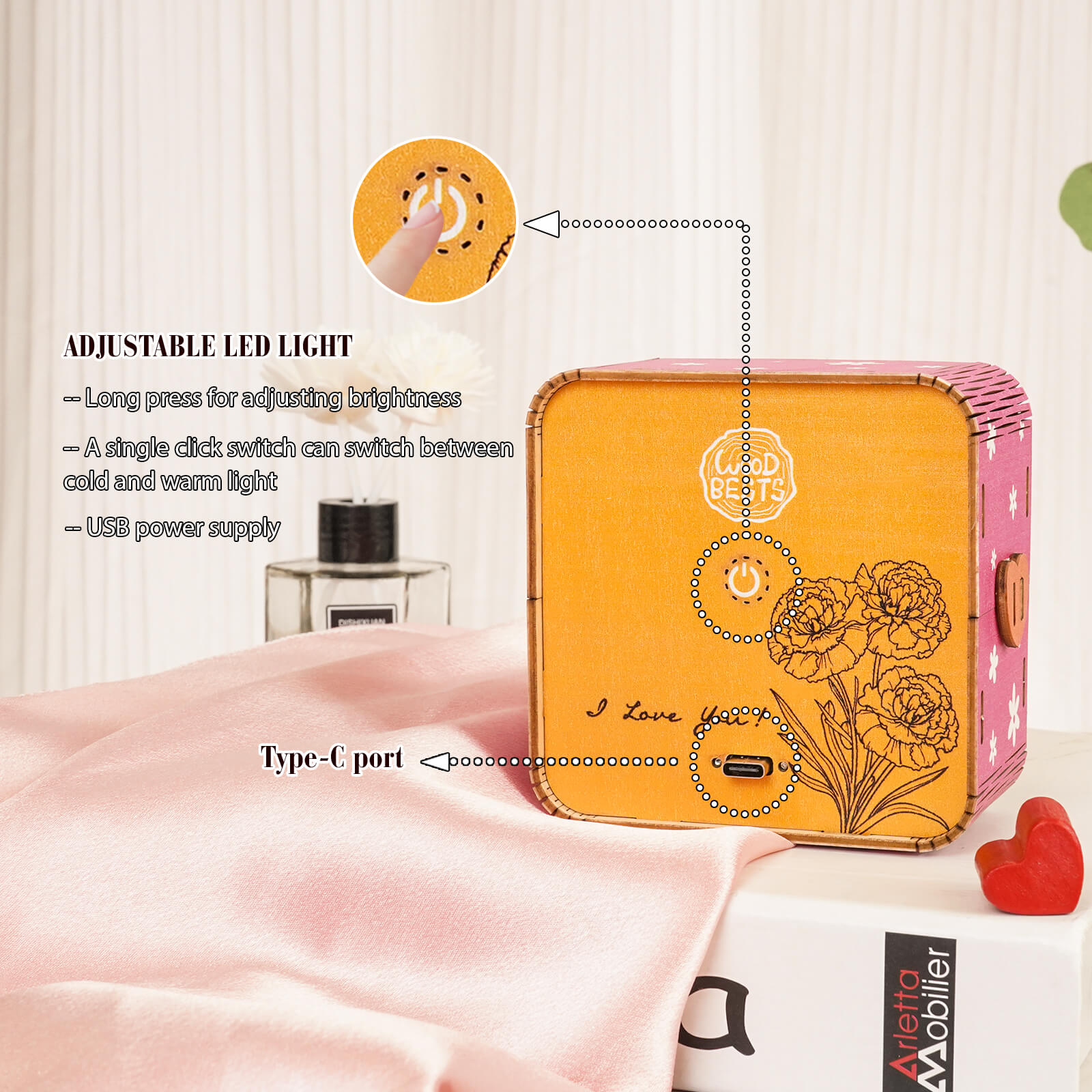 Carnations by the window Kit- Personalized 3D Wooden Puzzle Night Light