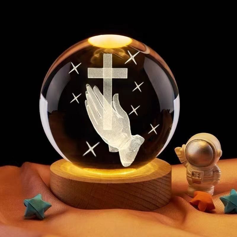 Handmade Cross Crystal Lamp (Lighting Base Included)