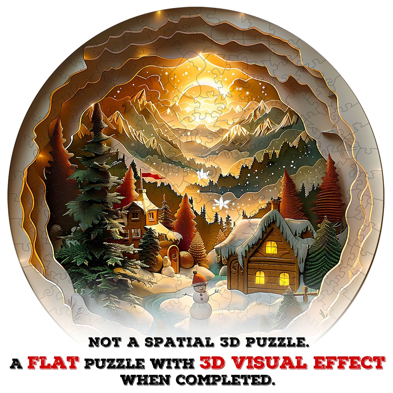 3D Christmas Village-2 Wooden Jigsaw Puzzle