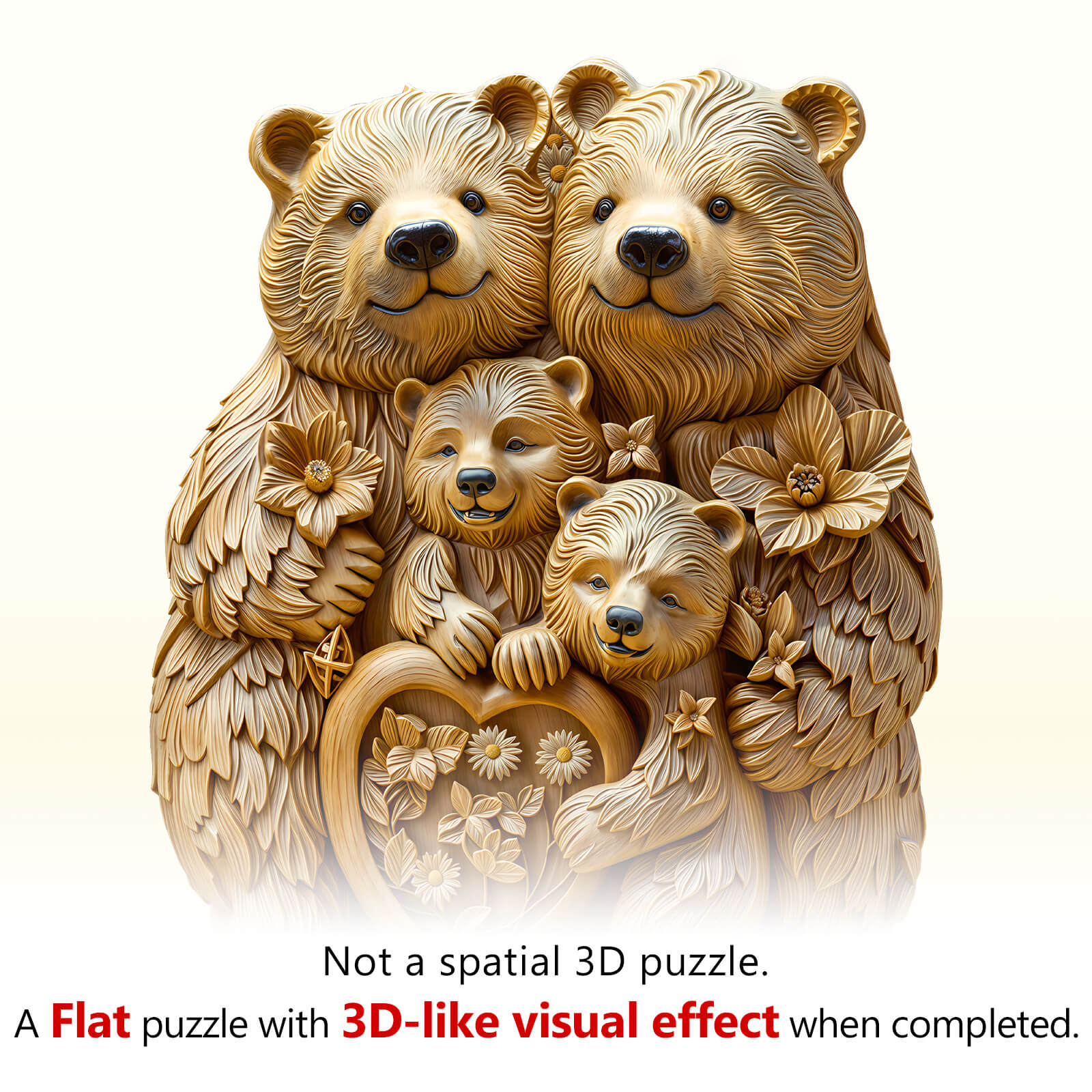 Woodcarve bear family Wooden Jigsaw Puzzle