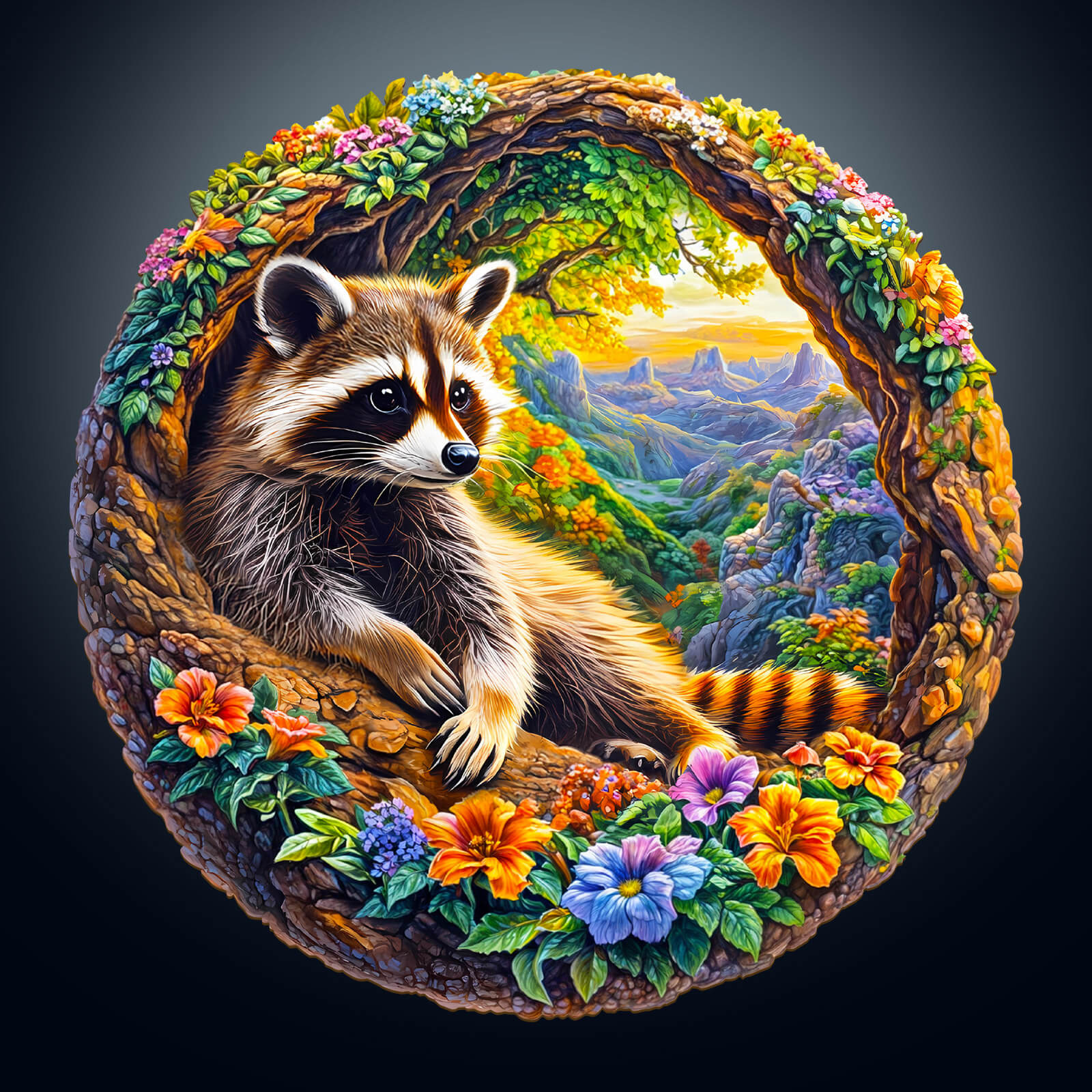 3D Raccoon Bliss Wooden Jigsaw Puzzle