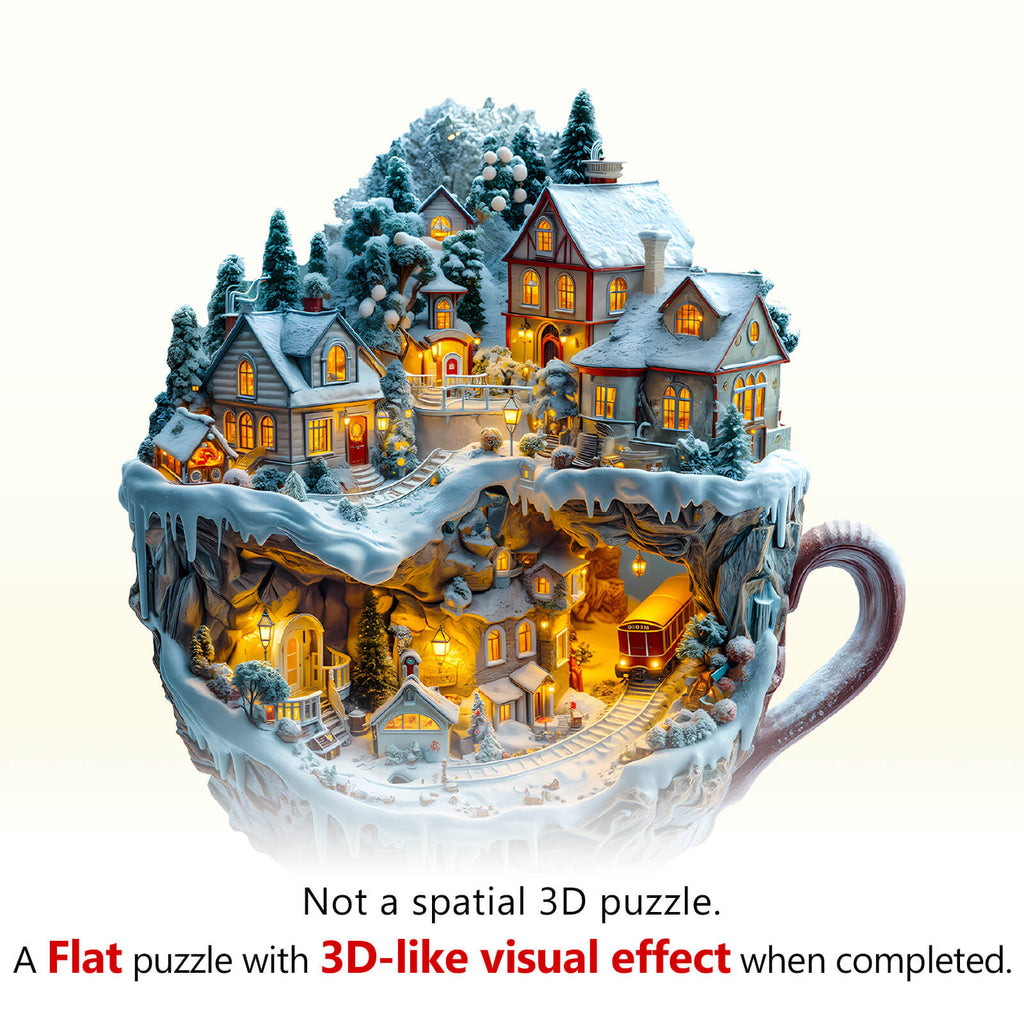 Train and Village Wooden Jigsaw Puzzle