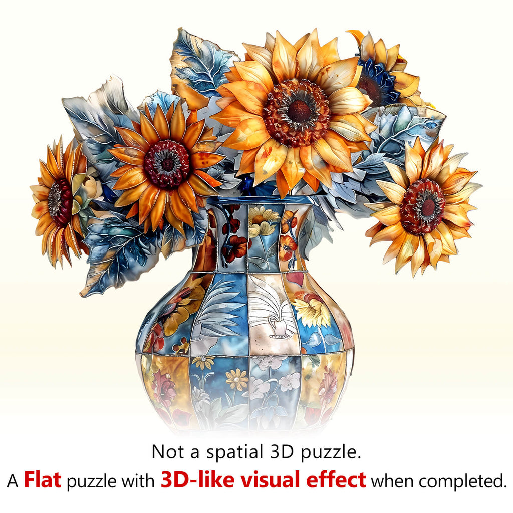 patchwork sunflower Wooden Jigsaw Puzzle