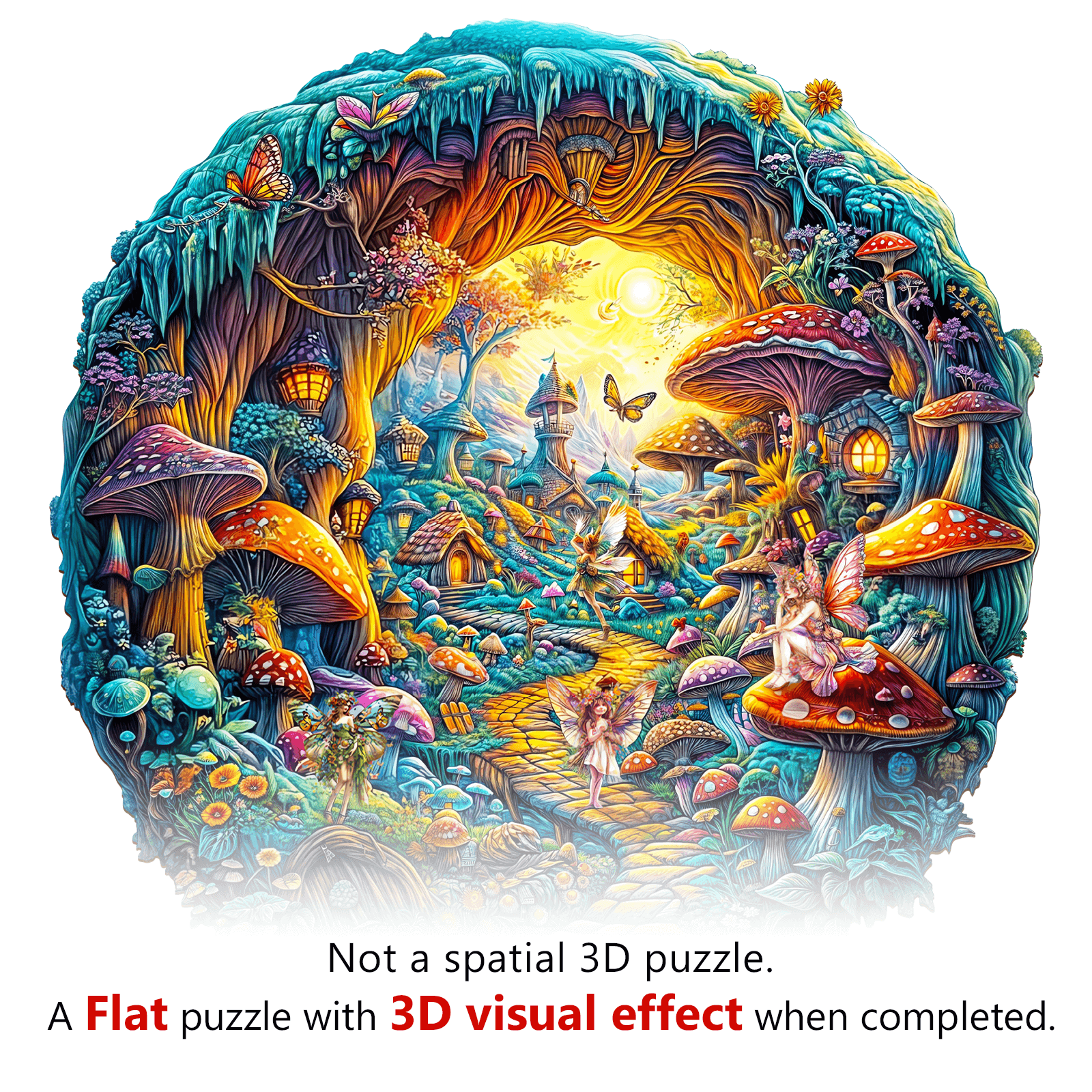 3D Mushroom Village Wooden Jigsaw Puzzle