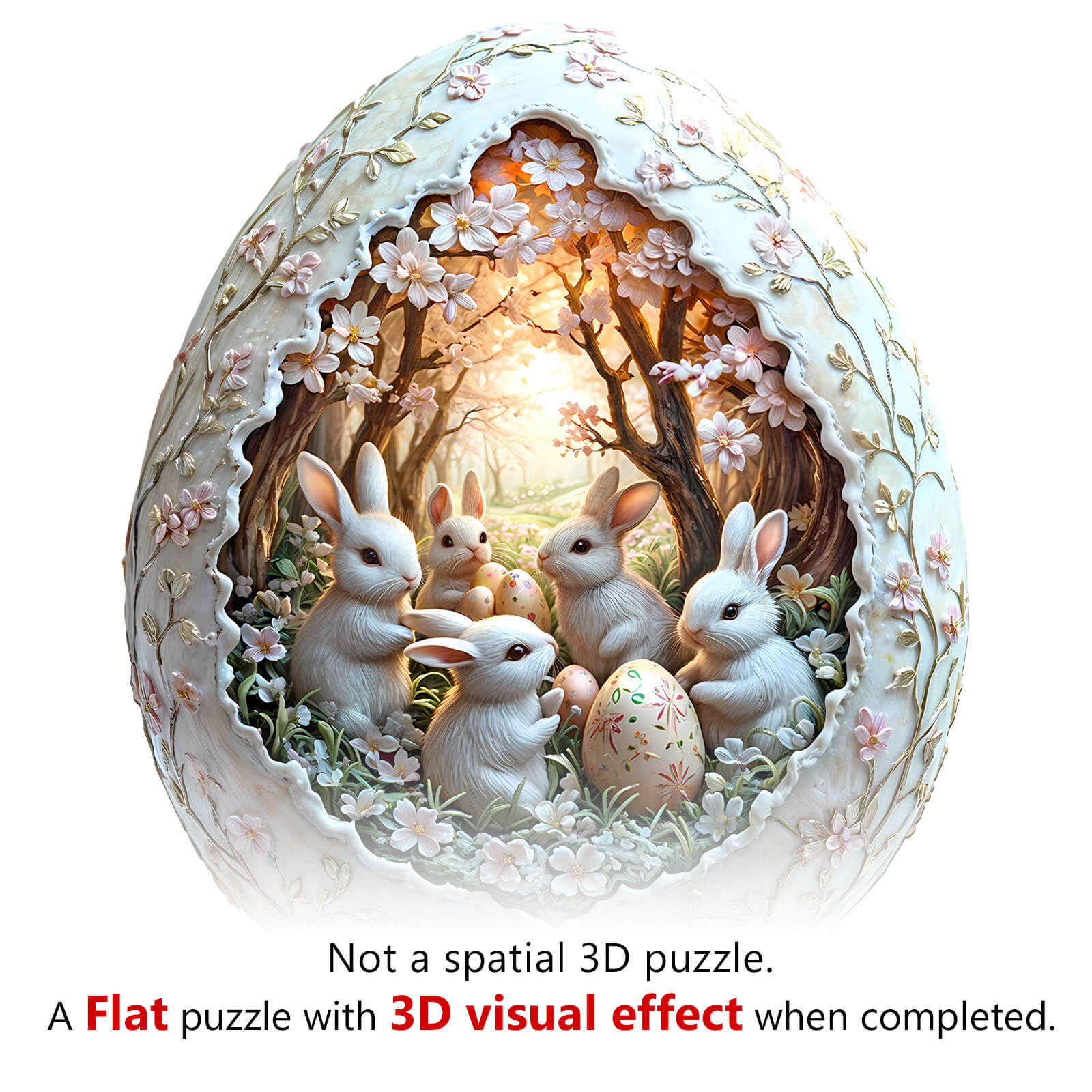 3D Eggshell world Easter-2  Wooden Jigsaw Puzzle
