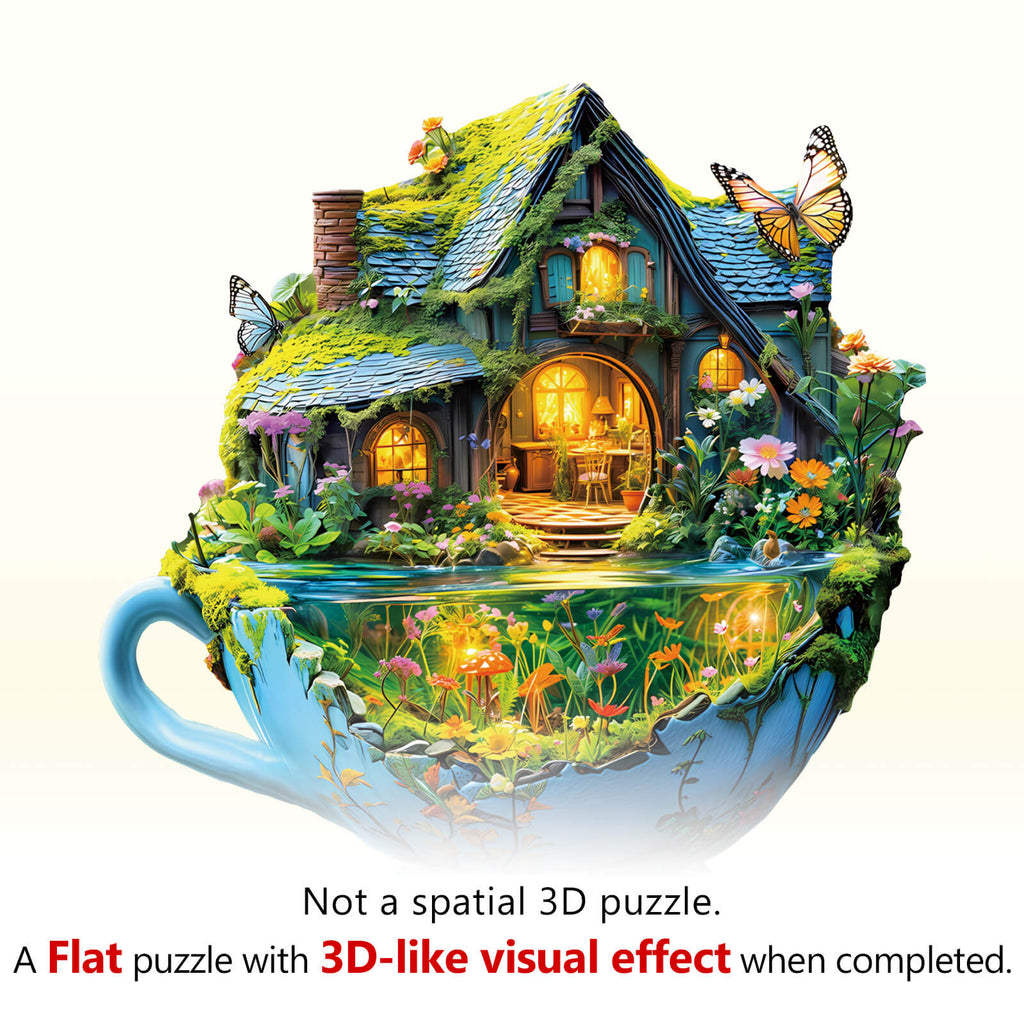 green Field mug Wooden Jigsaw Puzzle