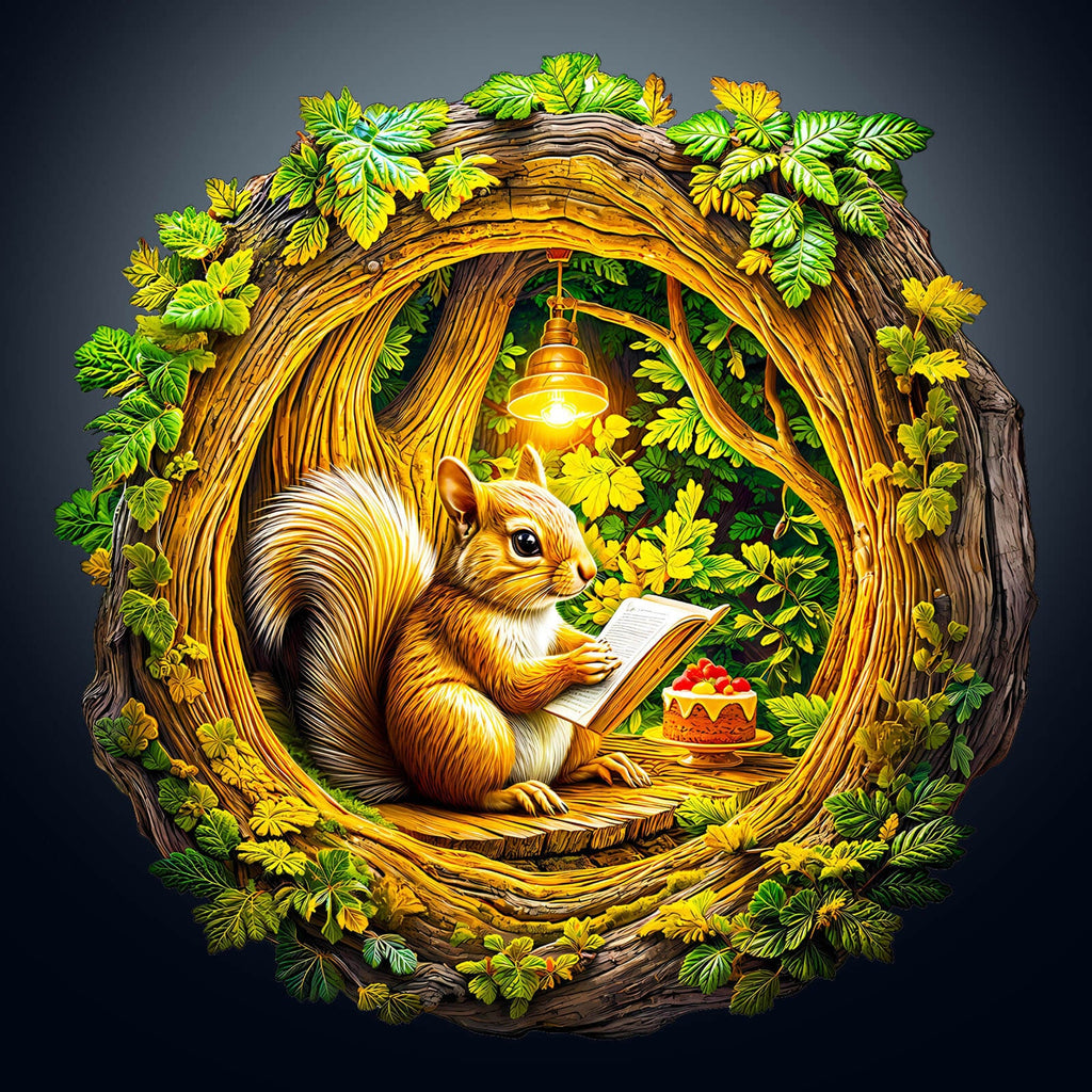 3D Squirrel in The Cave-2 Wooden Jigsaw Puzzle