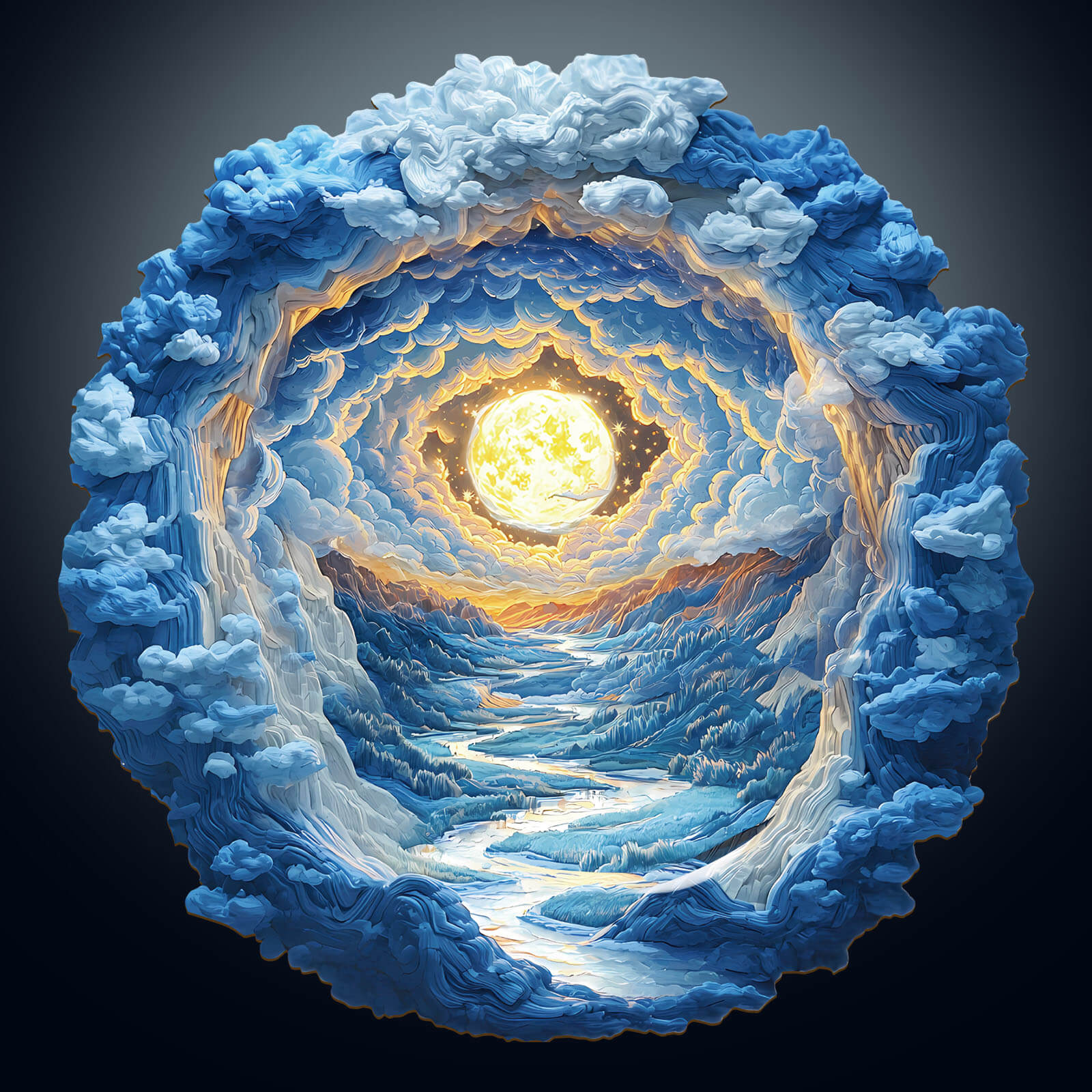 3D Moonlight Dreamscape Wooden Jigsaw Puzzle