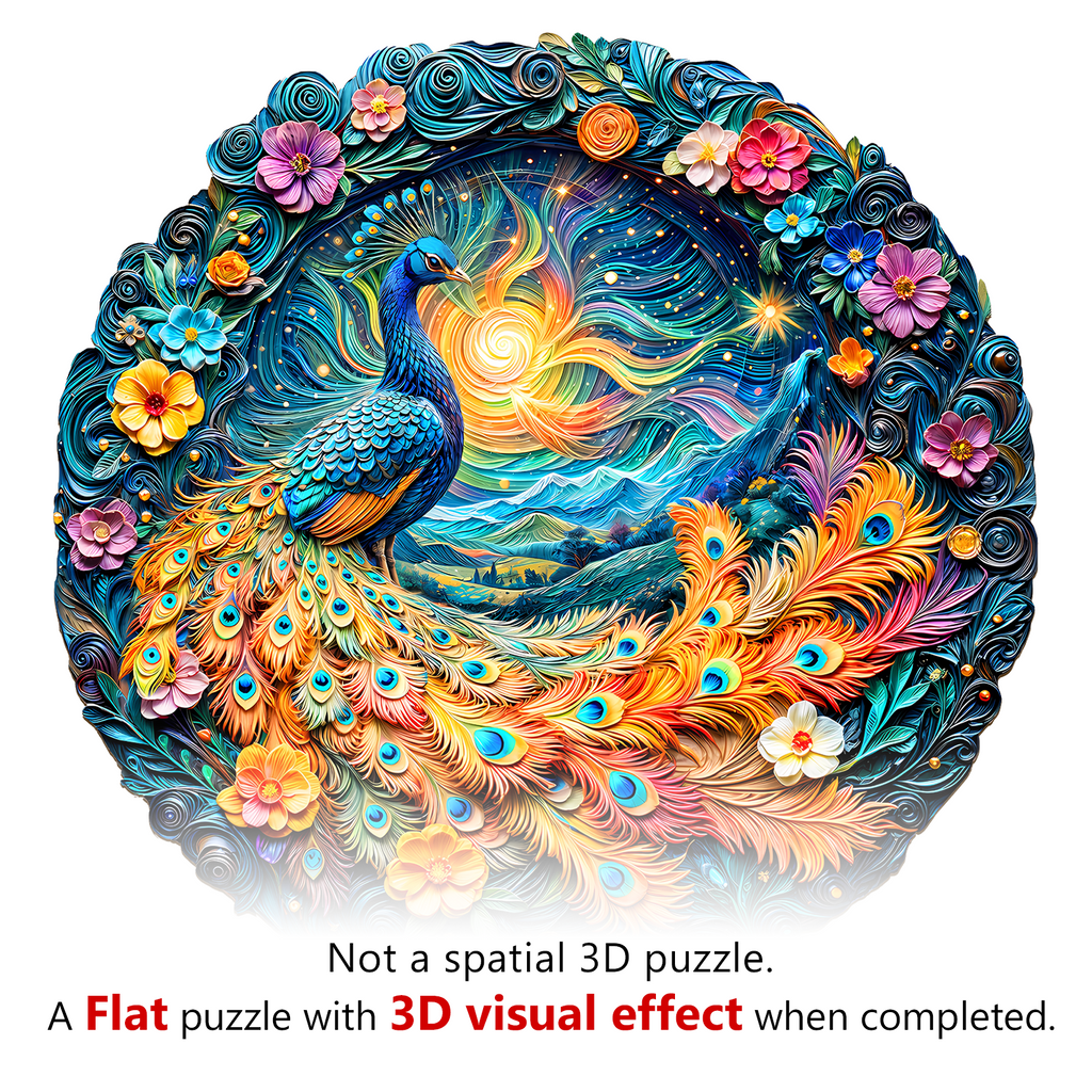 3D Aurora Peacock Wooden Jigsaw Puzzle