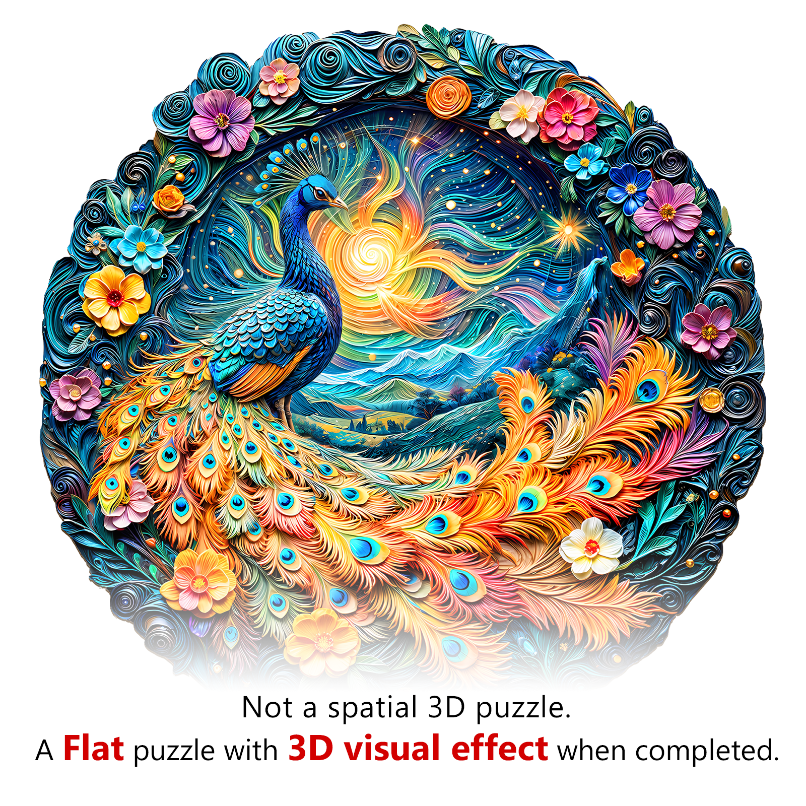 3D Aurora Peacock Wooden Jigsaw Puzzle