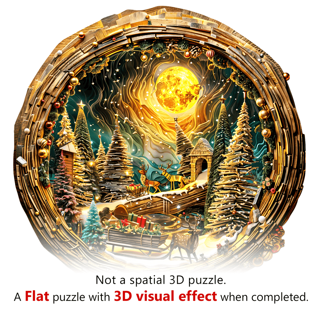 3D Christmas Eve-2 Wooden Jigsaw Puzzle