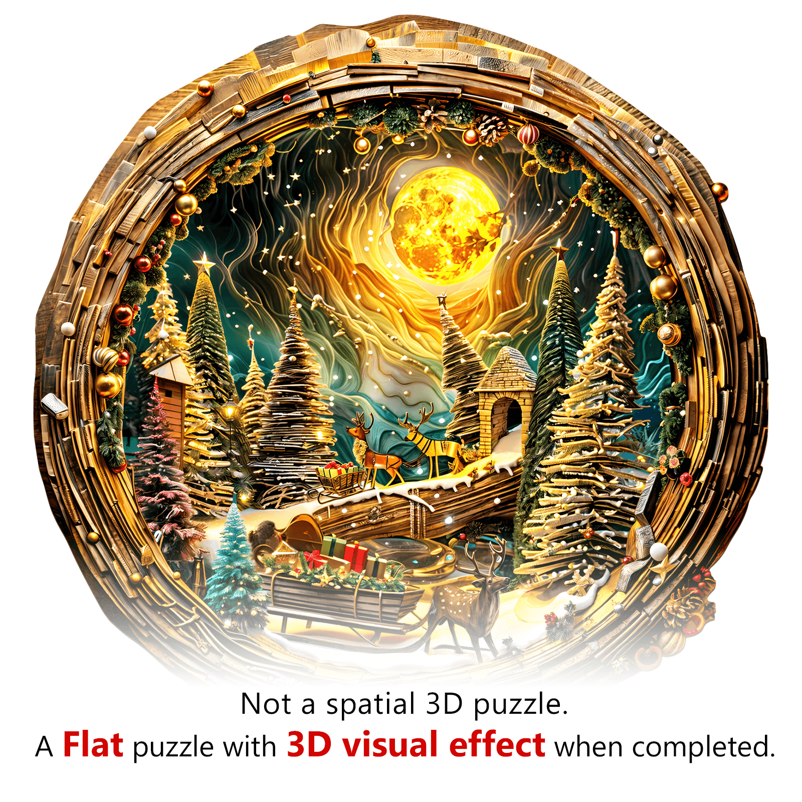 3D Christmas Eve-2 Wooden Jigsaw Puzzle