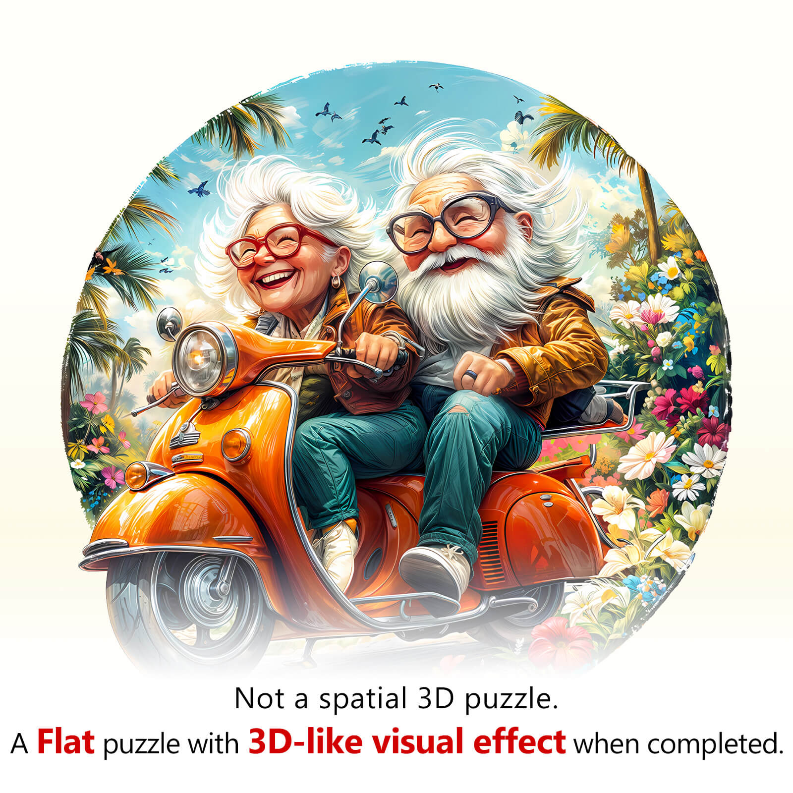 Motorcycle Granny-1 Wooden Jigsaw Puzzle