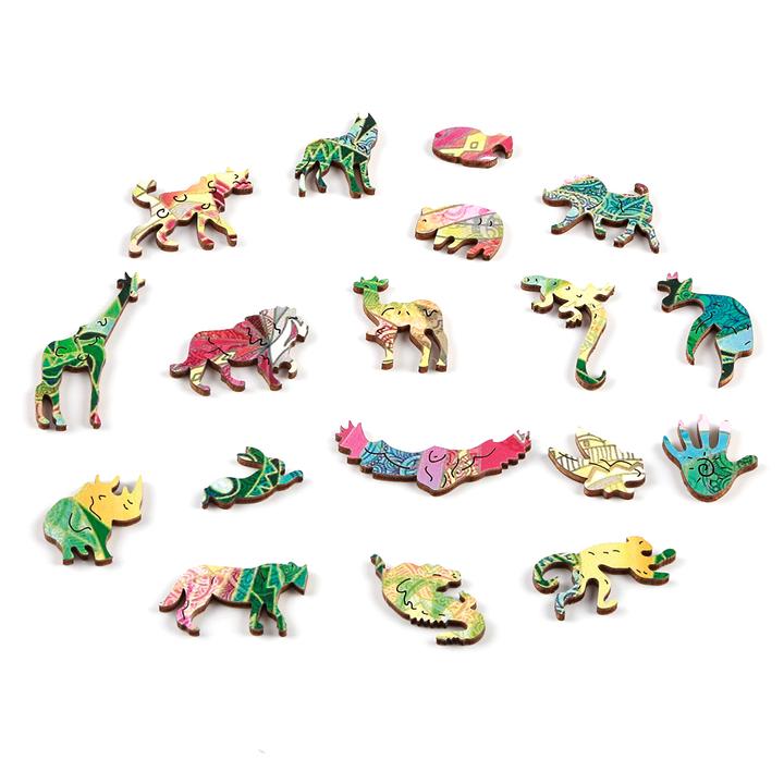 Coloured Elephant Wooden Jigsaw Puzzle