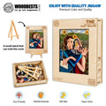Artistic wooden jigsaw puzzle 'The Bucket List' by Dylan Gill showcasing color and creativity. Eco-friendly and perfect gift!