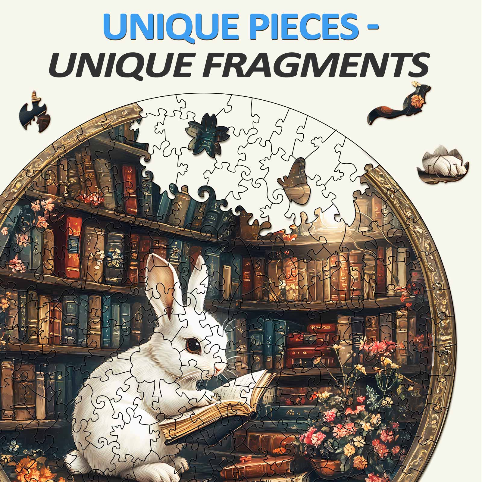 Magic Library Rabbit Wooden Jigsaw Puzzle