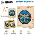 Retro dragonfly wooden jigsaw puzzle with vibrant colors, eco-friendly materials, ideal for mental exercise and team play.