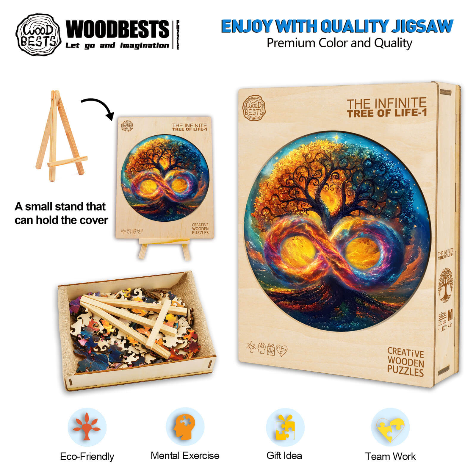 The Infinite Tree of Life-1 wooden jigsaw puzzle with vibrant colors, eco-friendly materials, and mental exercise benefits.