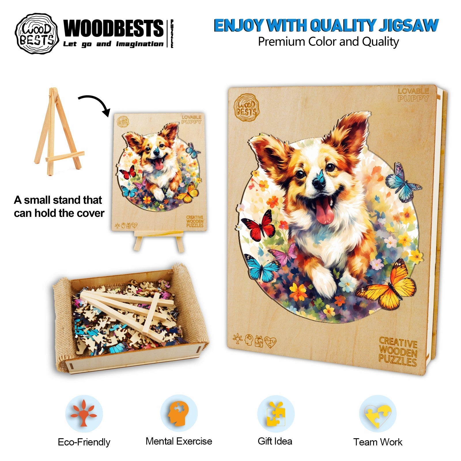 Lovable Puppy Wooden Jigsaw Puzzle