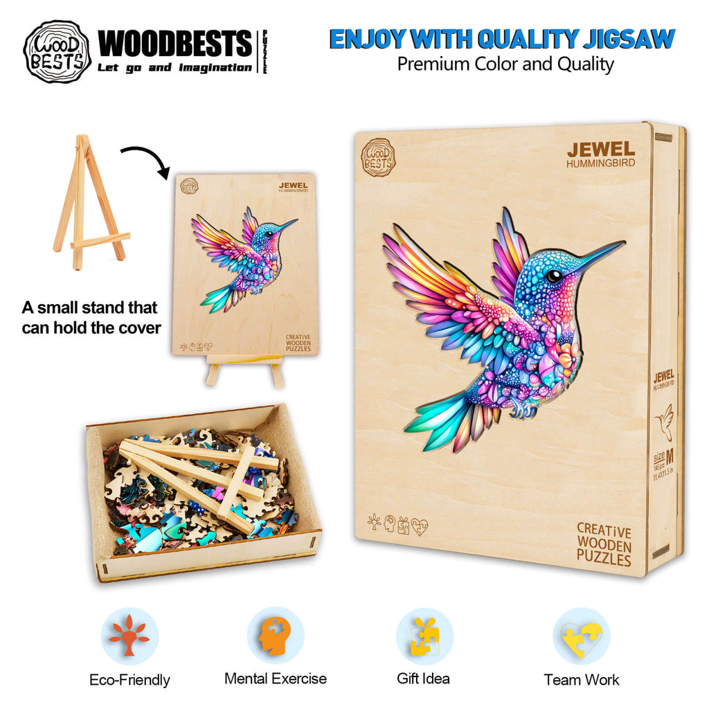 Jewel hummingbird Wooden Jigsaw Puzzle