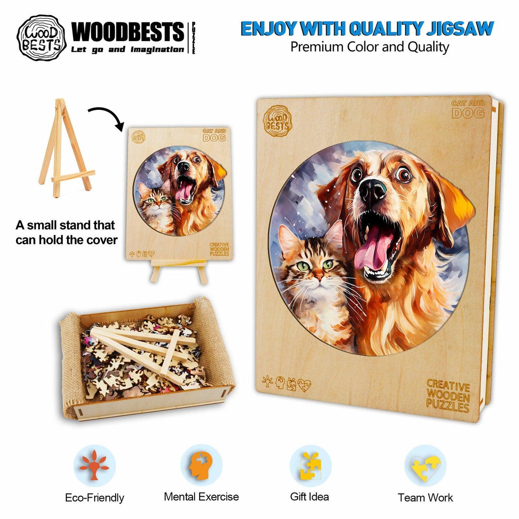 Cat And Dog Wooden Jigsaw Puzzle