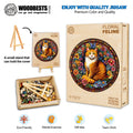 Floral Feline Wooden Jigsaw Puzzle with a colorful cat design, eco-friendly materials, ideal for mental exercise and teamwork.