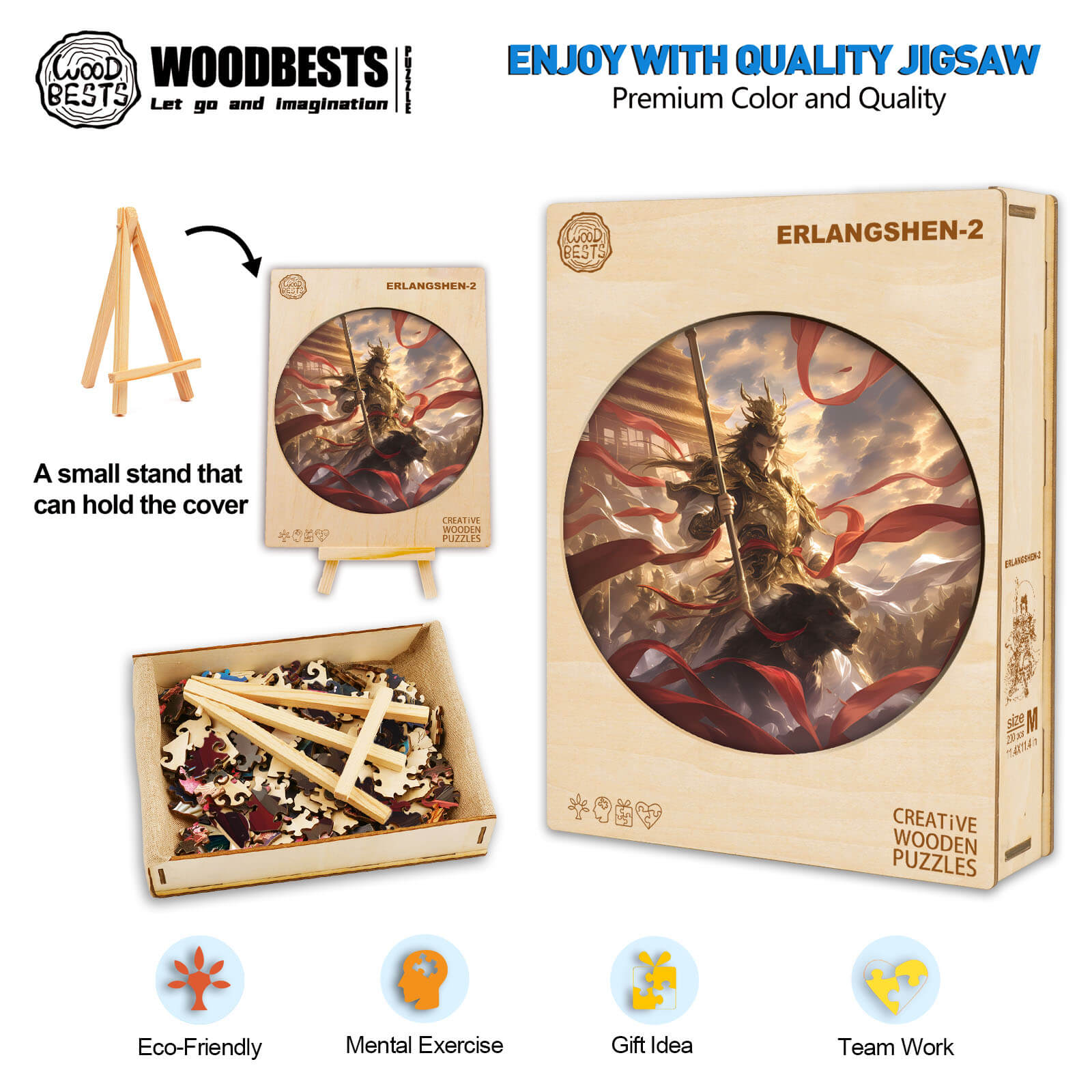 Erlangshen-2 Wooden Jigsaw Puzzle with eco-friendly materials for mental exercise, teamwork, and gifting.