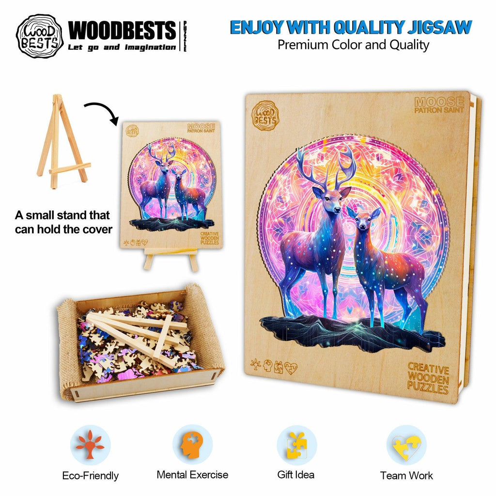 Moose Patron Saint Wooden Jigsaw Puzzle