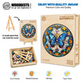 Stained glass butterfly-2 wooden jigsaw puzzle for mental exercise and teamwork, featuring vibrant colors and eco-friendly design.