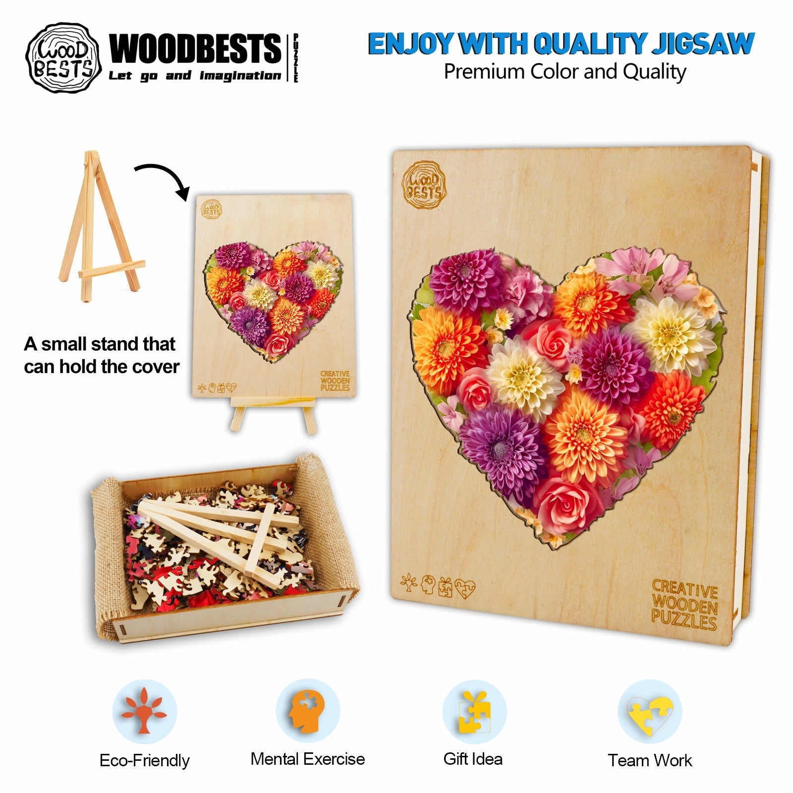 Flower Heart -2 Wooden Jigsaw Puzzle
