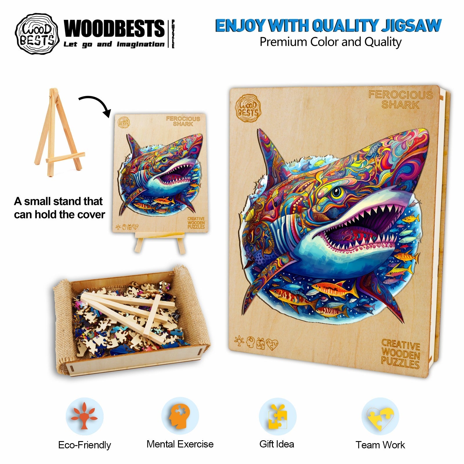 Ferocious Shark Wooden Jigsaw Puzzle