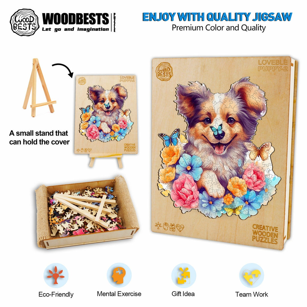 Lovable Puppy-2 Wooden Jigsaw Puzzle