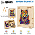 Parent-child bear wooden jigsaw puzzle set with vibrant colors, promoting focus and mental exercise, eco-friendly toy.